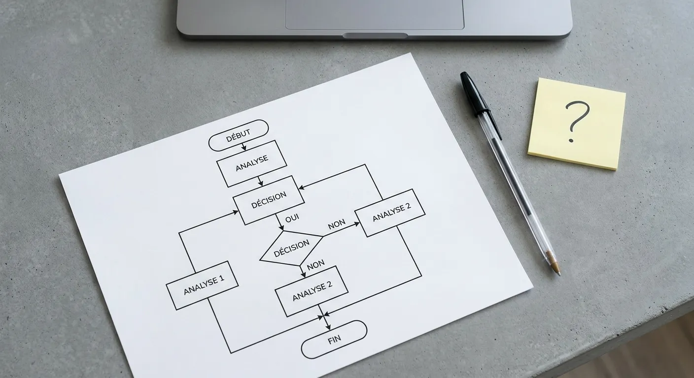 Flowchart de décision agent vocal IA vs humain pour PME